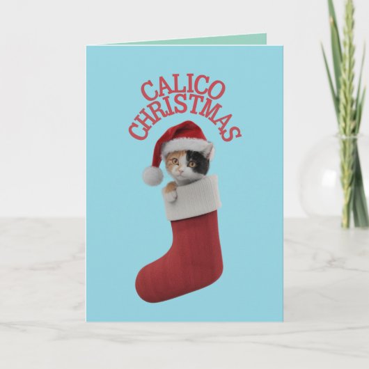 かわいい三毛猫のクリスマス カード (正面)