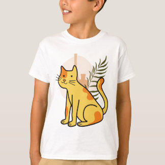かわいい三毛猫のボタニカル Tシャツ