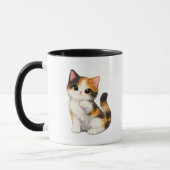 かわいい三毛猫の子猫マグカップ マグカップ (左)