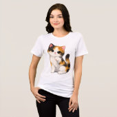 かわいい三毛猫の子猫 トライブレンドTシャツ (正面全面)