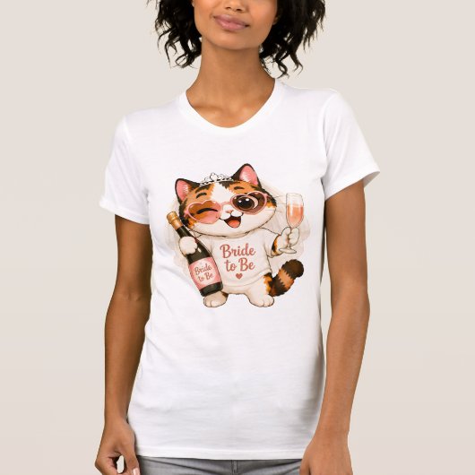 かわいい三毛猫の花嫁さん Tシャツ (正面)