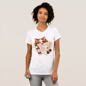 かわいい三毛猫の花嫁さん Tシャツ (正面フル)