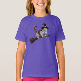 かわいい三毛猫の魔女 キッズ Tシャツ