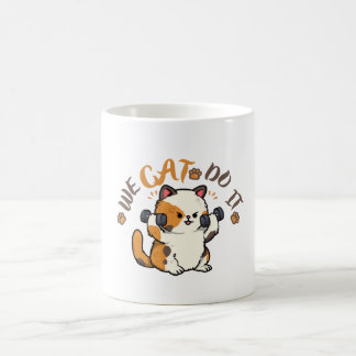 かわいい三毛猫の「やればできる」面白いモチベーション コーヒーマグカップ