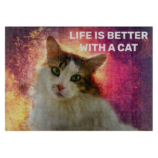 かわいい三毛猫 カッティングボード (正面)