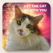 かわいい三毛猫 コースター (正面)