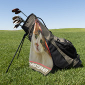 かわいい三毛猫 ゴルフタオル (グリーン)