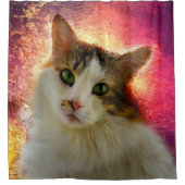 かわいい三毛猫 シャワーカーテン (正面)