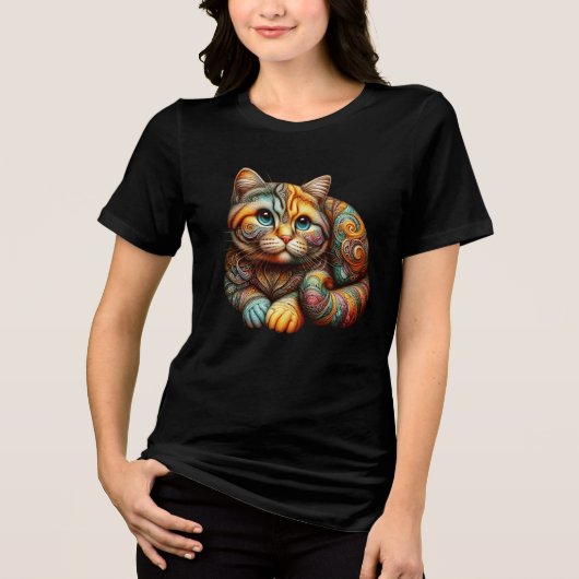 かわいい三毛猫 トライブレンドTシャツ (正面)
