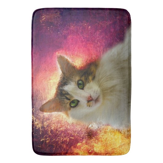 かわいい三毛猫 バスマット (正面縦)