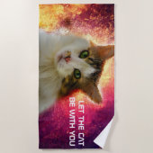 かわいい三毛猫 ビーチタオル (正面)