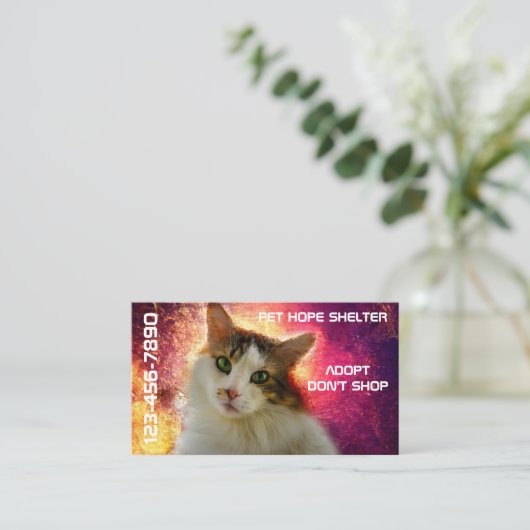 かわいい三毛猫 名刺 (スタンド正面)