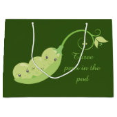 かわいい三羽のさやに三つ子の文字を加える ラージペーパーバッグ (正面)