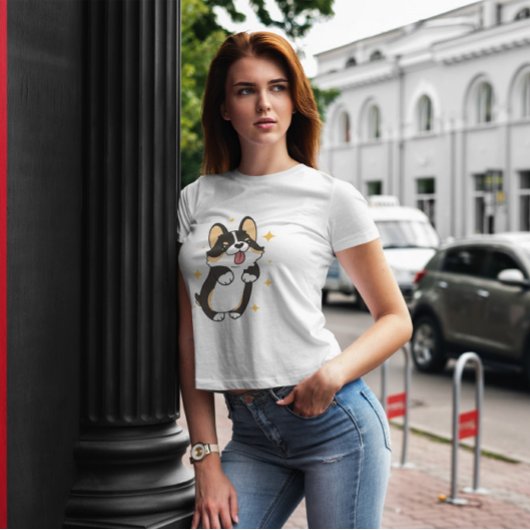 かわいい三色のコルギ犬 Tシャツ