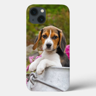 かわいい三色のビーグル犬の子犬の子犬ミルクの中でペット iPhone 13ケース
