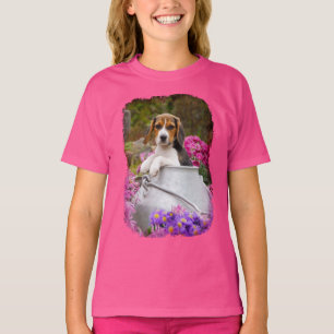 かわいい三色のビーグル犬犬の子犬の牛乳容器- Raglan Tシャツ