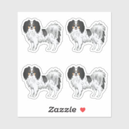 かわいい三色のファレーヌ犬のキャラクターイラスト シール