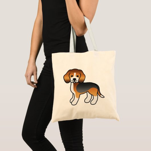 かわいい三色ビーグル犬のイラスト トートバッグ (正面(商品))