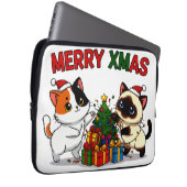 かわいい三色猫 & シャム猫の子猫の贈り物 ラップトップスリーブ (正面右)