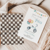 かわいい三輪車の1歳誕生日招待状 招待状