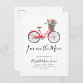 かわいい上の移動フローラ自転車の新しいアドレス移動 案内ポストカード (正面/裏面)