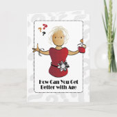 かわいい上品おもしろいな女性の漫画の民族誕生日 カード (正面)