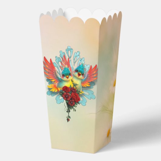 かわいい上機嫌の鳥たち。 フェイバーボックス (正面)