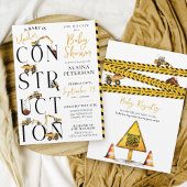 かわいい下建築ダンプトラック男の赤ちゃんシャワー 招待状