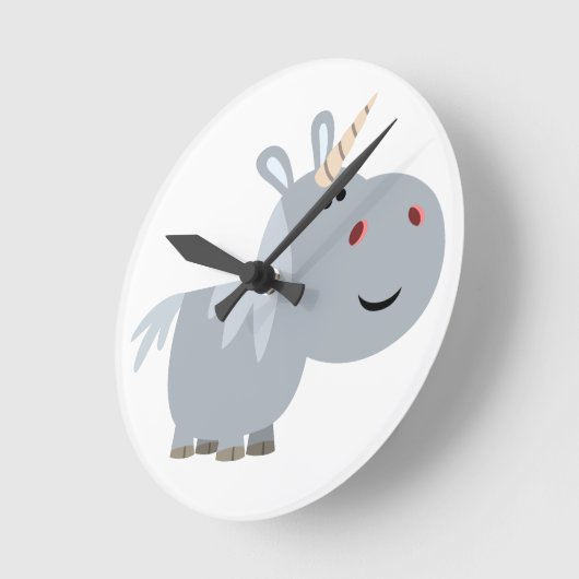 かわいい不可解な漫画ユニコーンの壁時計 ラウンド壁時計 (傾斜)