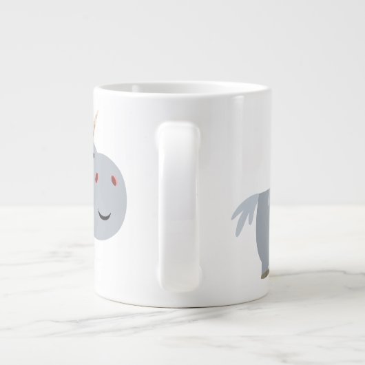 かわいい不可解な漫画ユニコーンジャンボマグ ジャンボコーヒーマグカップ (裏面)