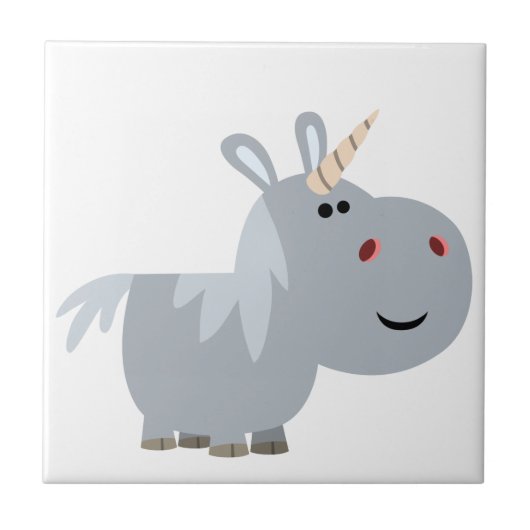 かわいい不可解な漫画ユニコーンタイル タイル (正面)