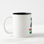 かわいい不器用なピットブルとペンギンのクリスマス ツートーンマグカップ (左)