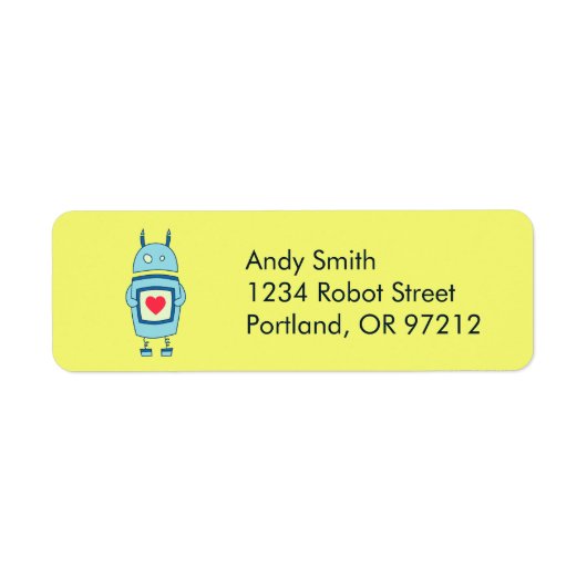 かわいい不器用ロボットとハート ラベル (正面)