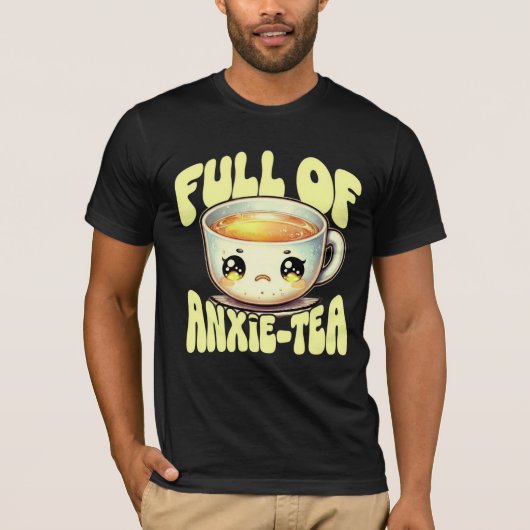 かわいい不安ティー おもしろい 不安のダジャレ 悲しい 紅茶 Tシャツ (正面)