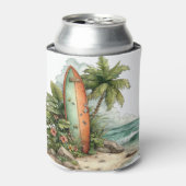 かわいい不思議な夏のビーチの風景 缶クーラー (缶正面)