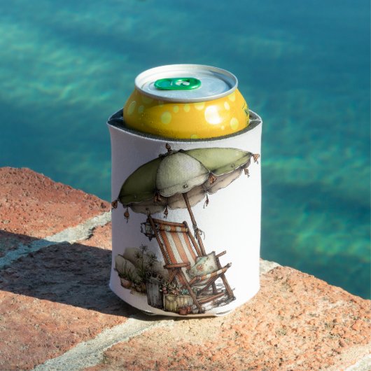 かわいい不思議な夏のビーチの風景 缶クーラー (インサイチュ プール)