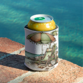 かわいい不思議な夏のビーチの風景 缶クーラー