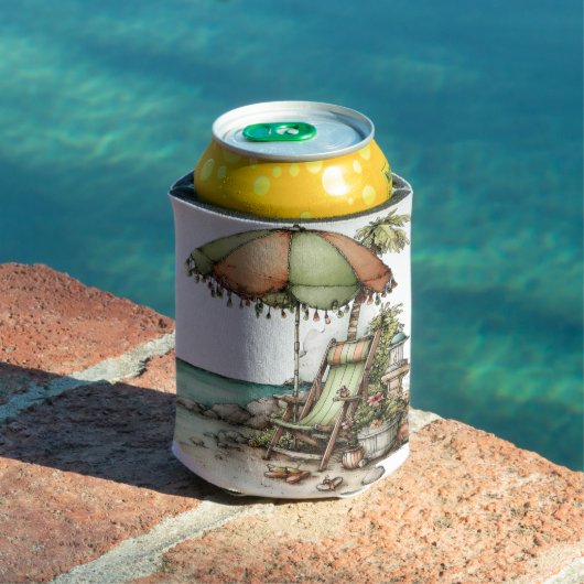 かわいい不思議な夏のビーチの風景 缶クーラー (インサイチュ プール)