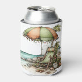 かわいい不思議な夏のビーチの風景 缶クーラー (缶正面)