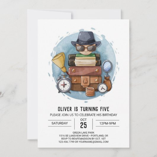 かわいい不思議な探偵の誕生日 招待状 (正面)