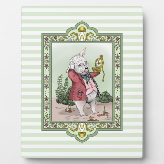 かわいい不思議の国のアリスのホワイトラビットアート フォトプラーク (正面)