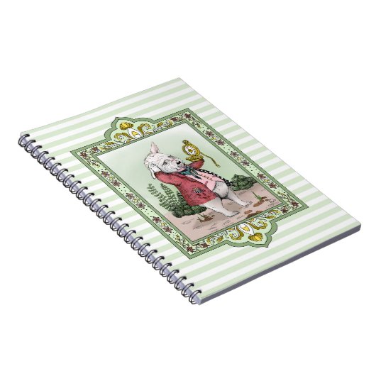 かわいい不思議の国のアリスのレイトホワイトラビットアート ノートブック (右側)