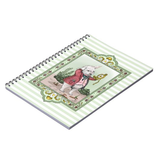 かわいい不思議の国のアリスのレイトホワイトラビットアート ノートブック (左側)