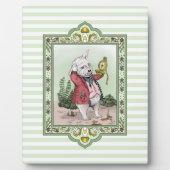 かわいい不思議の国のアリス ラテ ホワイトラビット アート フォトプラーク (正面)