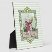 かわいい不思議の国のアリス ラテ ホワイトラビット アート フォトプラーク (側面)