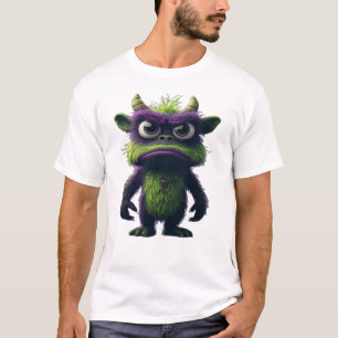 かわいい不機嫌なふわふわモンスターのキャラクターマスコット Tシャツ