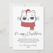 かわいい不機嫌な猫のペットラバークリスマス フラットカード シーズンカード (正面)
