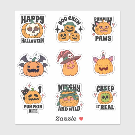 かわいい不気味かぼちゃのハロウィンステッカー シール (シート)