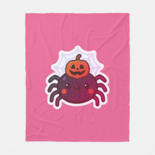 かわいい不気味かわいいハロウィンスパイダー フリースブランケット