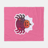 かわいい不気味かわいいハロウィンスパイダー フリースブランケット (正面(横))